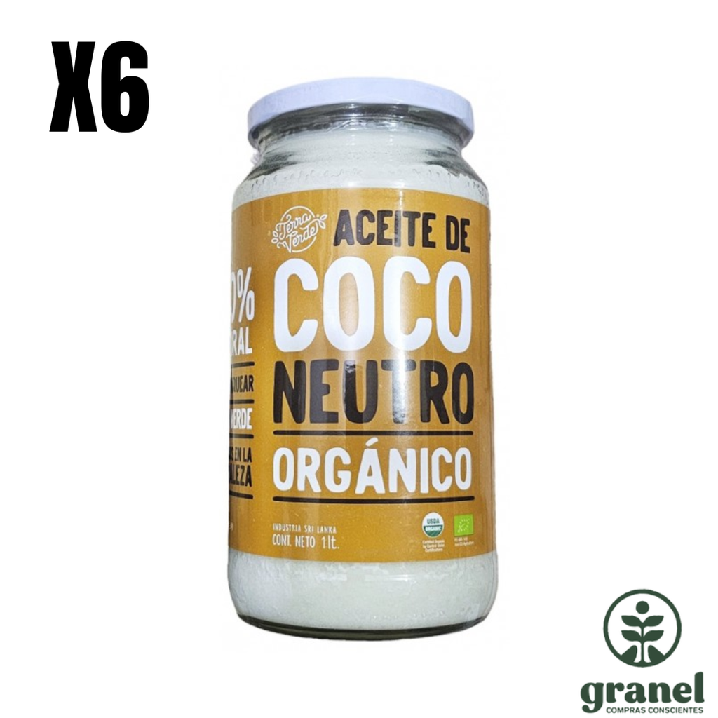 [Por encargue, plazo hasta 7 días] Aceite de coco neutro orgánico Terra Verde 1L. Caja de 6 unidades