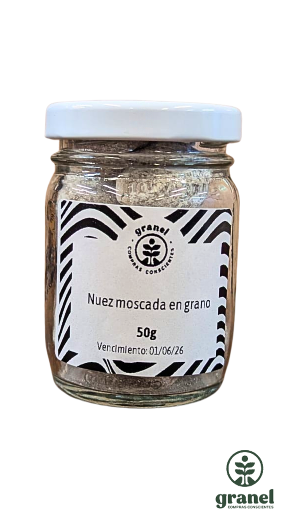 Nuez moscada en grano 50g en frasco de vidrio