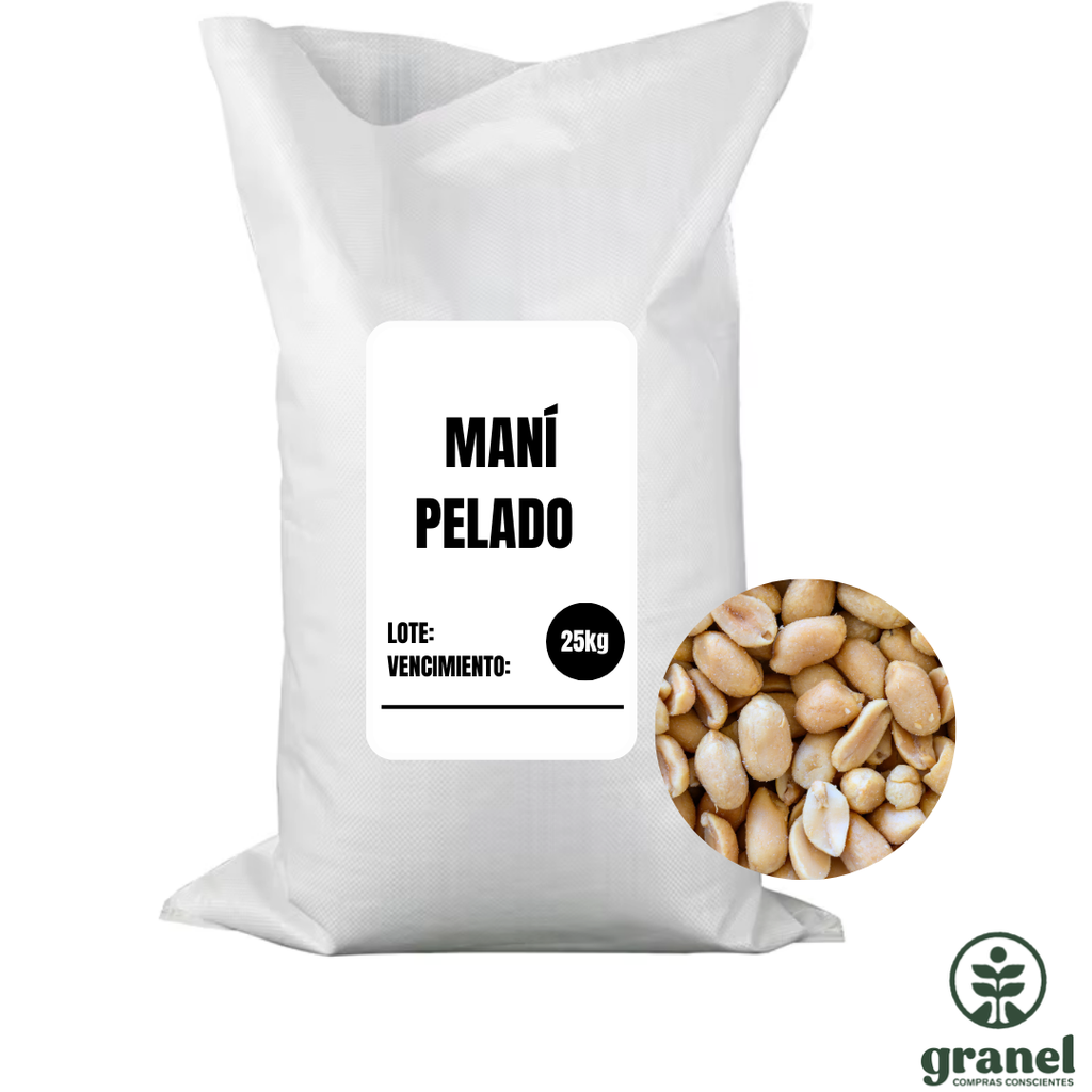 [Por encargue, plazo hasta 7 días] Maní repelado y tostado con sal.Bolsa de 20kg