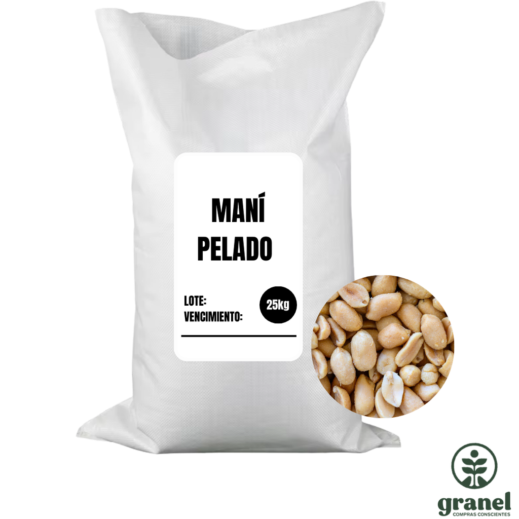 [Por encargue, plazo hasta 7 días] Maní repelado y tostado con sal.Bolsa de 20kg