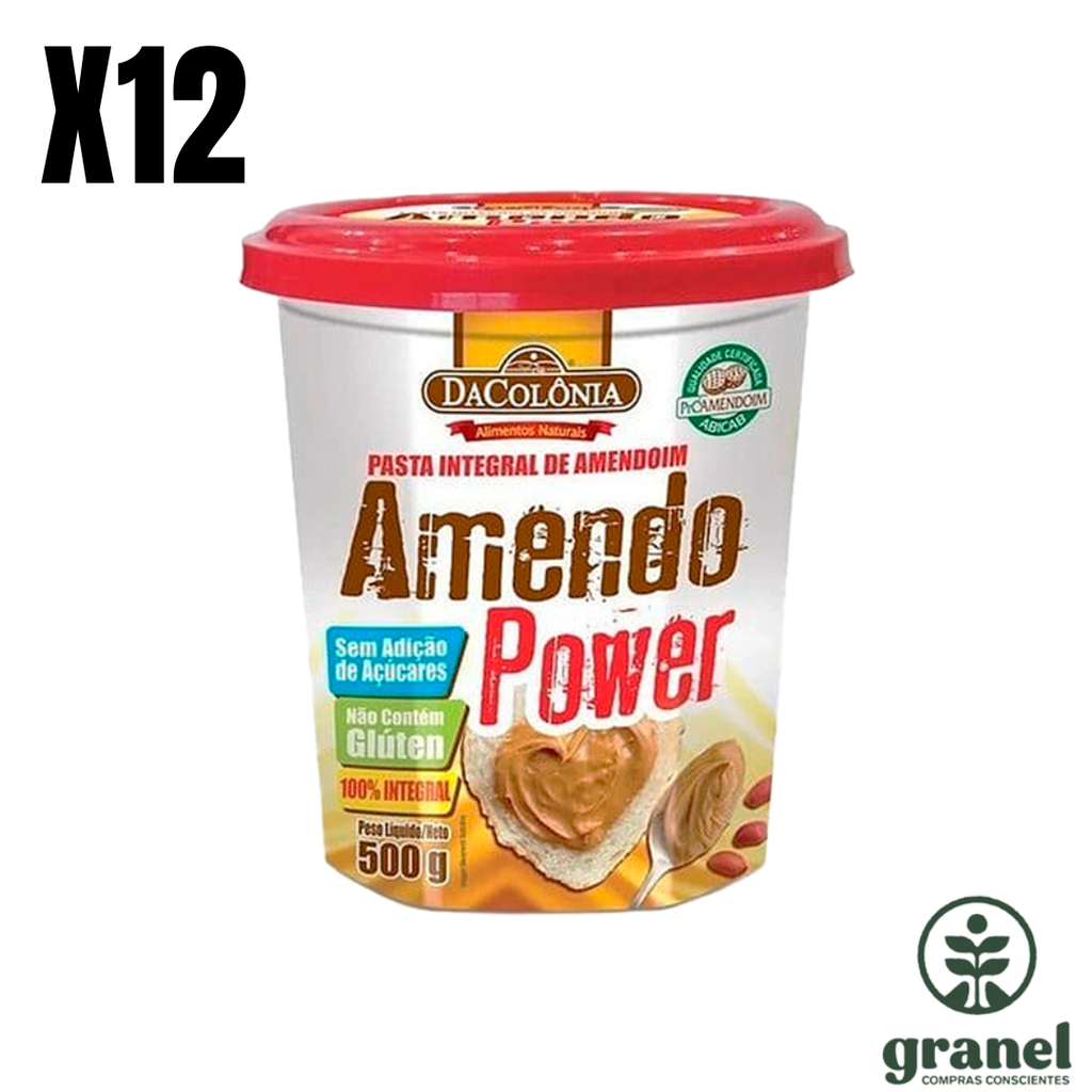 [Por encargue, plazo hasta 7 días] Mantequilla crema manteca de maní Amendo Power 500g. Caja 12 unidades
