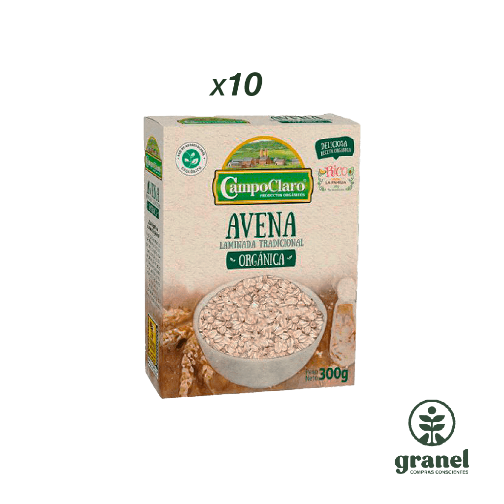 [Por encargue, plazo hasta 7 días] Avena laminada orgánica Campo Claro 300g. Caja 10 unidades