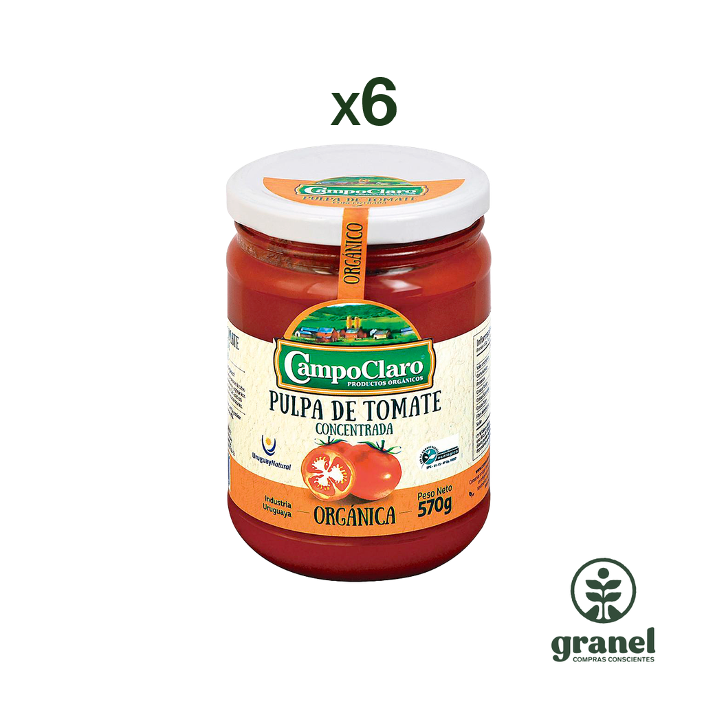 [Por encargue, plazo hasta 7 días] Pulpa salsa de tomates orgánica concentrada Campo Claro 570g. Caja 6 unidades