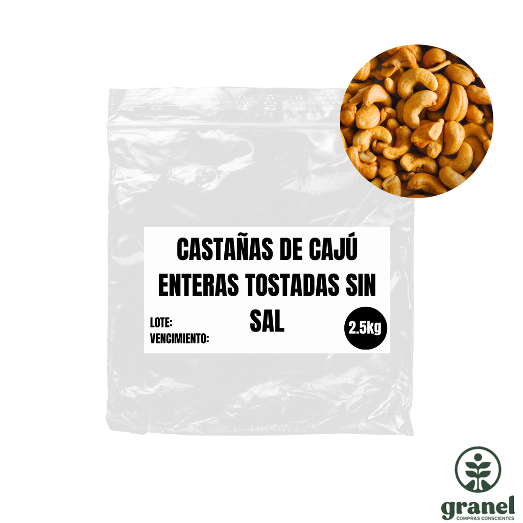 [12190] Castañas de cajú enteras tostadas sin sal 2,5kg [bolsa de plástico]